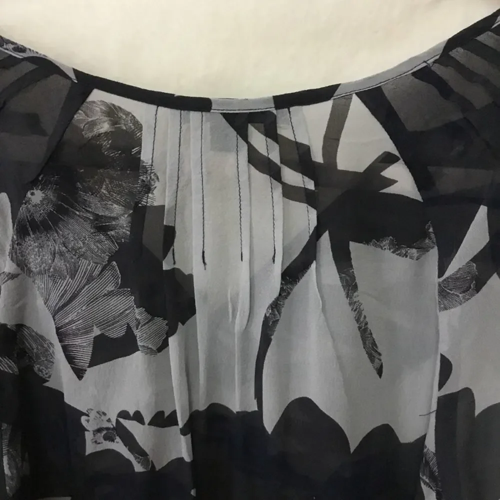 Banana Republic Black Flower Sheer Long Sleeve - Picture 6 of 7